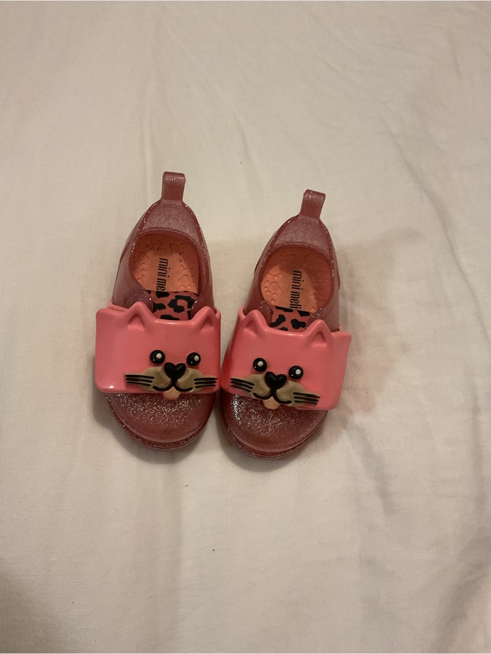 Mini Melissa Pink Glitter Cat Jelly Sandals